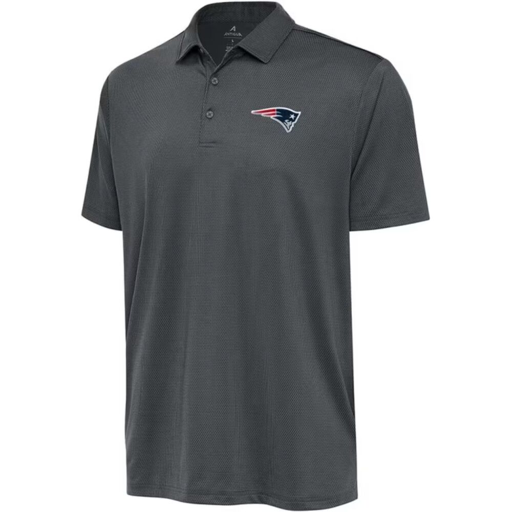 NFL Patriots Antigua Grey Logo Pique Polo Short Sleeve Shirt, Size 4XL, NWT